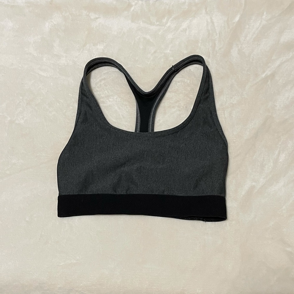 Champion Medium Support Gray and Black Sports Bra